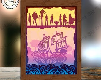 One Piece 3D Shadow Box SVG: Paper Cut Light Box Template (Digital Download)
