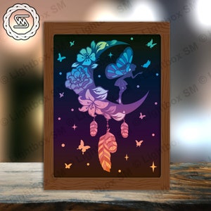 Fairy Dreamcatcher Paper Cut Light Box Template Files, 3D Papercut Lightbox Svg File DIY, Cutting Cricut