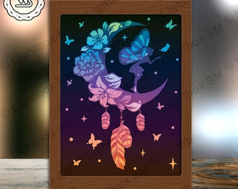 Fairy Dreamcatcher Paper Cut Light Box Template Files, 3D Papercut Lightbox Svg File DIY, Cutting Cricut