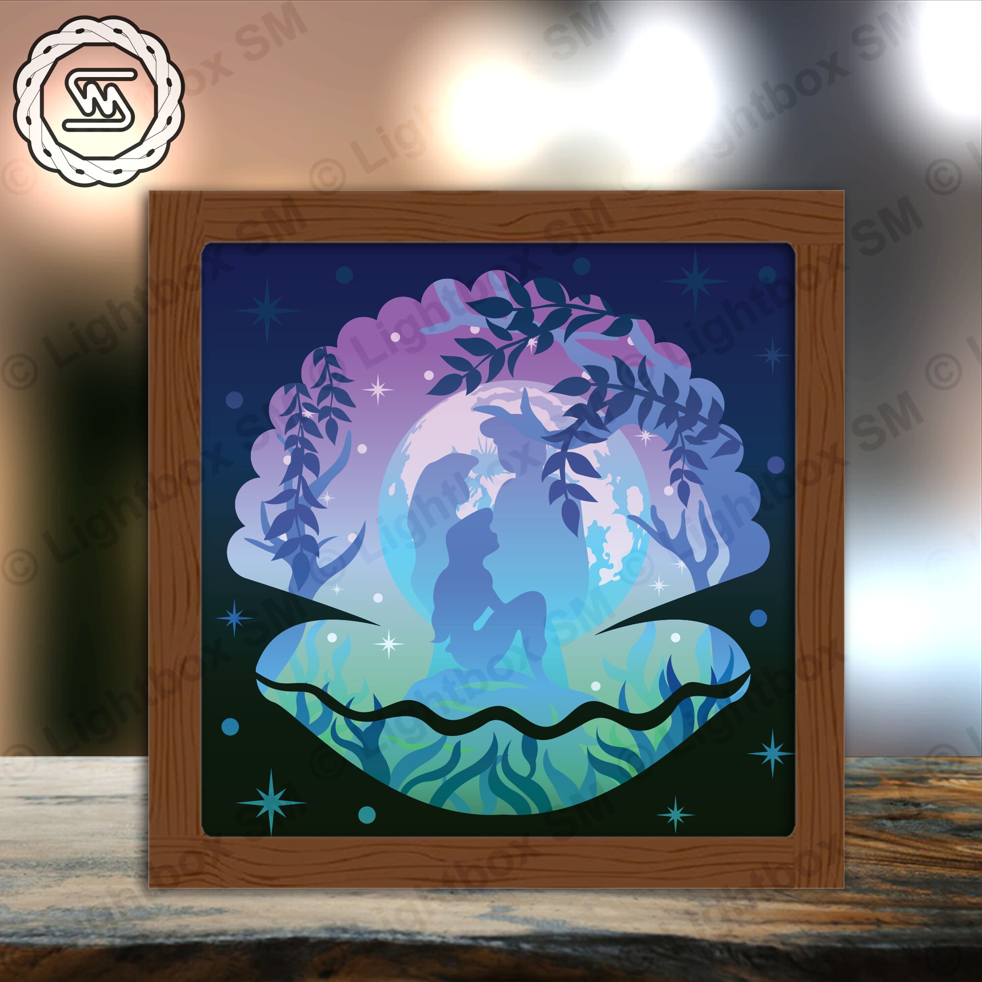 Mermaid Paper Cut Light Box Template Files, Shadow Box, 3D Papercut ...