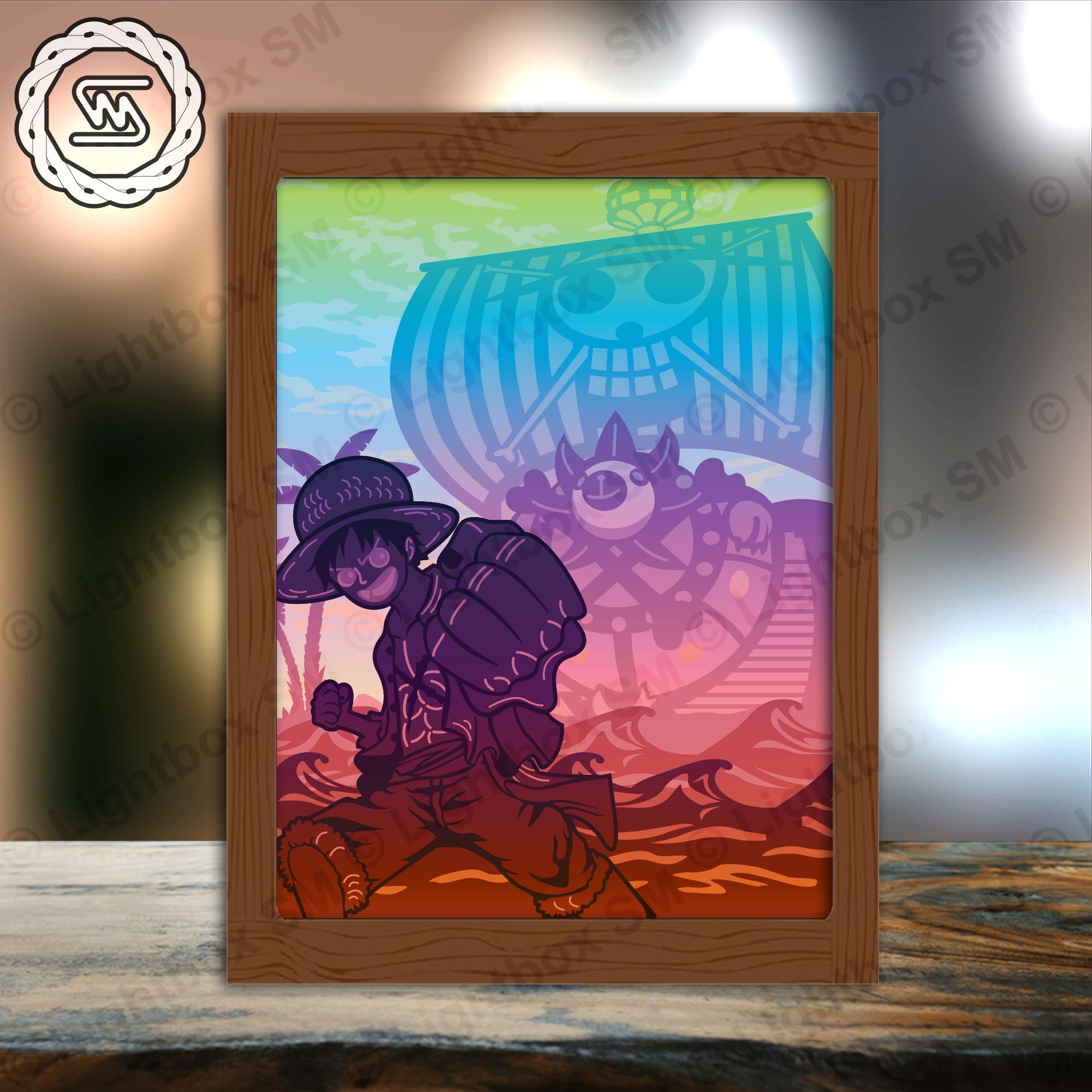 One Piece 5 - Paper Cut Light Box Template Files, Shadow Box, 3D ...