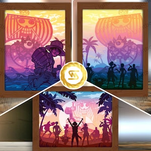 Combo 3 Lightbox One Piece ver 1- Paper Cut Light Box Template Files, Shadow Box, 3D Papercut Lightbox Cutting Cricut
