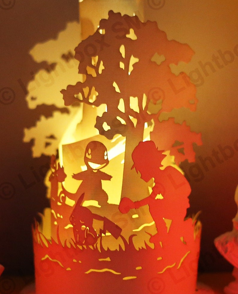 Paper Lanterns Pokemon 1 Paper Cut Lamp Merry Christmas Etsy