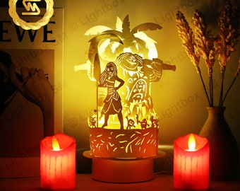 Paper Lanterns Moana - Paper Cut Lamp Merry Christmas - Paper Cutting Template - Xmas LanternXmas -3D Cricut, Silhouette
