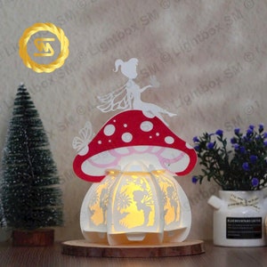 Mushroom Lantern - Paper Cut Light Box Template Files, Shadow Box, 3D Papercut Lightbox Svg File DIY, Cutting Cricut, Shadow Papercut