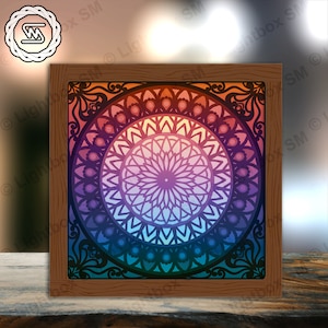 Mandala - Paper Cut Light Box Template Files, Shadow Box, 3D Papercut Lightbox Svg File DIY, Cutting Cricut, Shadow Papercut