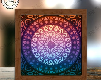 Mandala - Paper Cut Light Box Template Files, Shadow Box, 3D Papercut Lightbox Svg File DIY, Cutting Cricut, Shadow Papercut