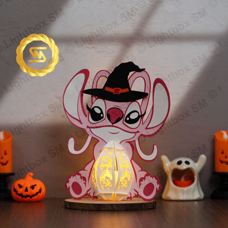 Angel Holloween Vs Xmas Lantern Paper Cut Light Box Template Files
