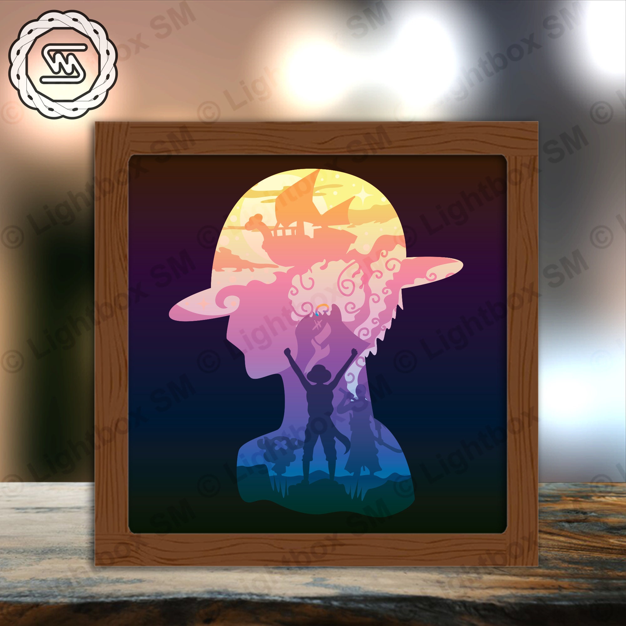 One Piece 7 Paper Cut Light Box Template: DIY Shadow Box (SVG, PDF) - Etsy
