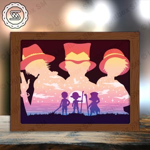 One Piece 17 - File di modelli di scatole luminose tagliate in carta, Shadow Box, file SVG fai da te per scatole luminose tagliate in carta 3D, Cricut di taglio, Shadow Papercut