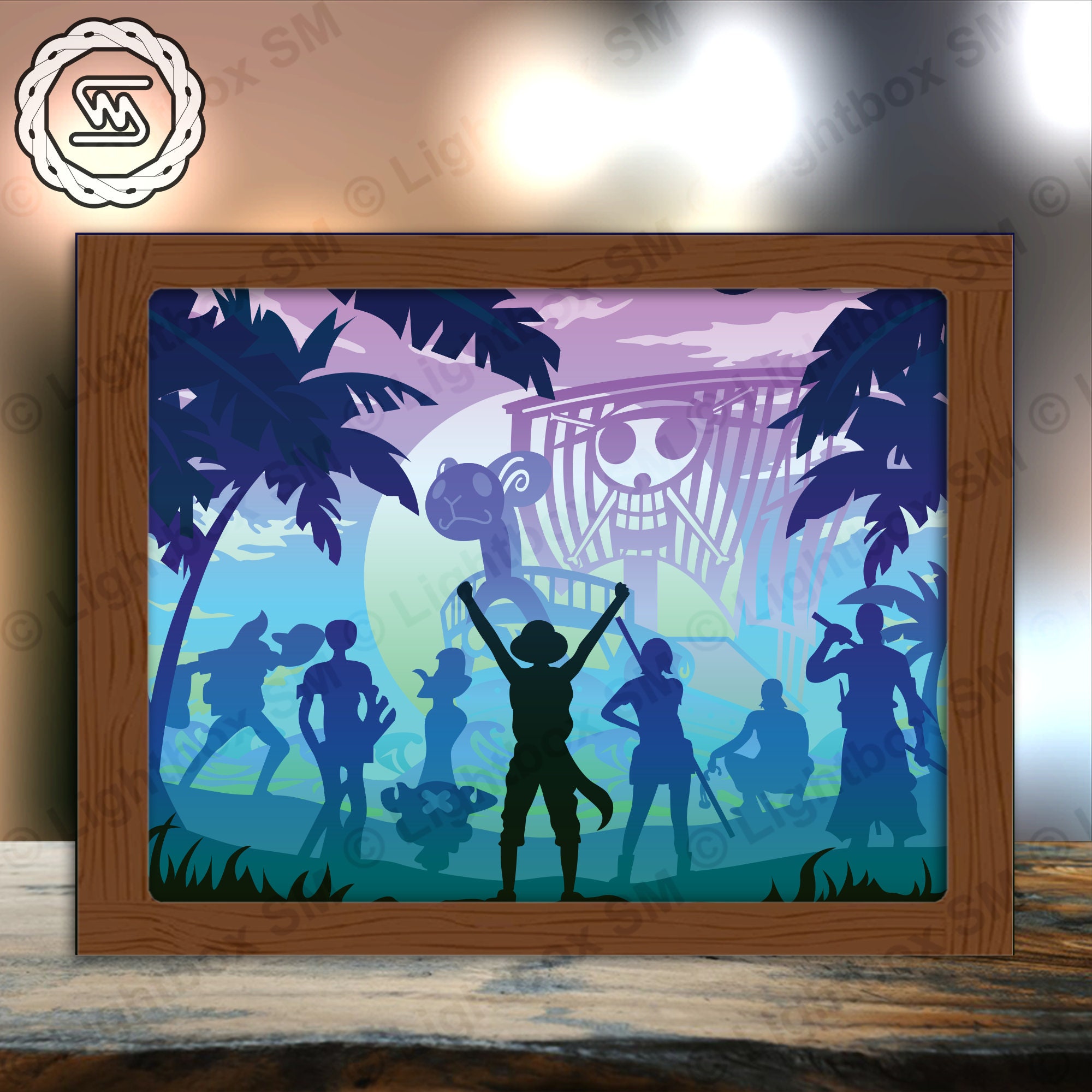 One Piece 6 - Paper Cut Light Box Template Files, Shadow Box, 3D ...