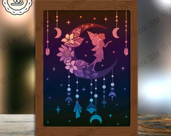 Fairy Dreamcatcher 2 - Paper Cut Light Box Template Files, Shadow Box, 3D Papercut Lightbox Svg File DIY, Cutting Cricut, Shadow Papercut