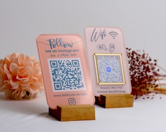 Mini plaque QR code | Signe de code QR | Signe de médias sociaux d'affaires | Panneau de paiement | Instagram Facebook Zelle Venmo Cashapp QR Code Sign