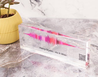 Soundwave Art  | CUSTOM Sound Wave Print with QR CODE | Acrylic Block Song Plaque  | Sound Wave Art  | Christmas Gifts