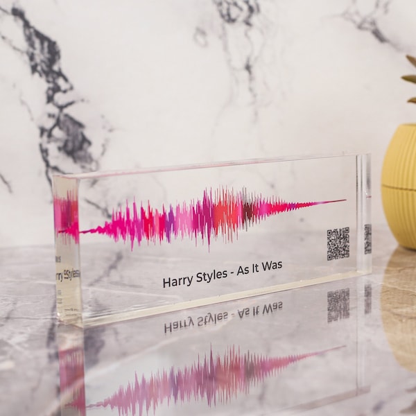 Soundwave Art CUSTOM Sound Wave Print with QR CODE Acrylic Block Song Plaque