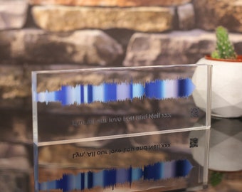 Soundwave Art CUSTOM Sound Wave Print with QR CODE Acrylic Block Song Plaque