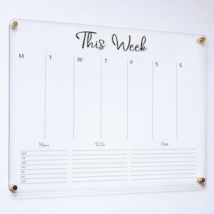 Weekly Planner | Dry Erase Calendar | Command Center| Acrylic Calendar | For Weekly Scheduling and Wall Decor