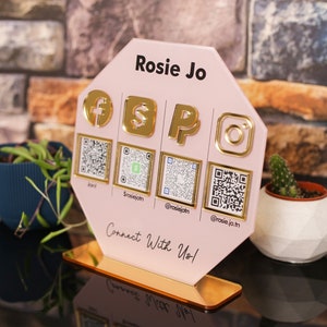 Multi QR Code Business Social Media Sign | Payment Sign | Instagram | Facebook | Zelle | Venmo | Cashapp | QR Code Sign | Beauty salon sign