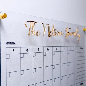 Acrylic Wall Calendar | GOLD MIRROR HEADER | Personalized Family Planner | Dry Erase Board | Dry Erase Acrylic Calendar | 2024 Calendar