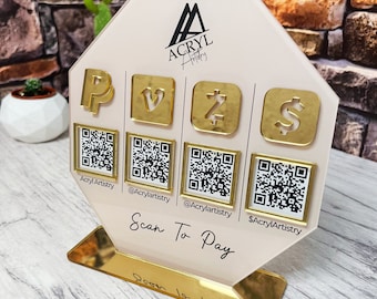 Multi QR code Business Social Media Sign Payment Sign Instagram Facebook Zelle Venmo Cashapp QR Code Sign