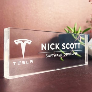 Office Desk Nameplate ENGRAVED Acrylic Block Personalized Desk Name Plate, Office Decor, Teacher, Phd Gift, Personalized Gift, Name Sign