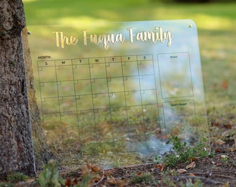 Family Planner 3D GOLD Acrylic Calendar Personalized Monthly Dry Erase Board Wall Calendar With Marker