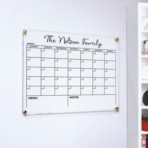Acrylic Wall Calendar |  Acrylic Dry Erase Board | Monthly Weekly Calendar |  Personalized Family Calendar |  Glass Command Center
