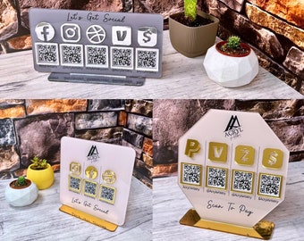Multi QR code Business Social Media Sign | Payment Sign | Custom Logo Sign | Payment Method and Social Media Sign