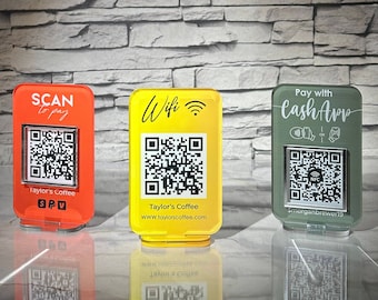 Mini QR Code Sign | Qr Code + RFID Sign | Business Social Media Sign | Payment Sign | Instagram Facebook Zelle Venmo Cashapp QR Code Sign