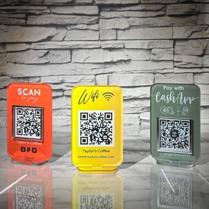 Mini cartello con codice QR/cartello in acrilico/cartello per social media aziendali/cartello di pagamento/cartello Scansione per pagare