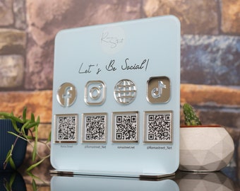 Multi QR code Business Social Media Sign Payment Sign Instagram Facebook Zelle Venmo Cashapp QR Code Sign | mqs2