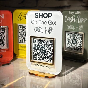 Mini QR Code Sign | Qr Code + RFID Sign | Business Social Media Sign | Payment Sign | Instagram Facebook Zelle Venmo Cashapp QR Code Sign