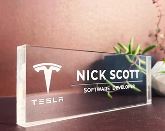 Office Desk Nameplate ENGRAVED Acrylic Block Personalized Desk Name Plate, Office Decor, Teacher, Phd Gift, Personalized Gift, Name Sign