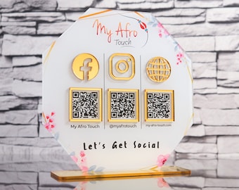 Multi QR code Business Social Media Sign Payment Sign Instagram Facebook Zelle Venmo Cashapp QR Code Sign