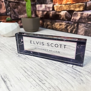 Personalized Acrylic Desk Name Plate CUSTOM Print On Clear Acrylic Block