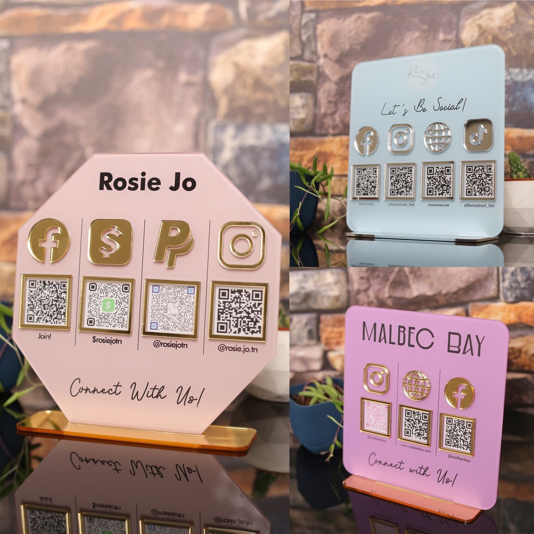 Multi QR code Business Social Media Sign Payment Sign Instagram Facebook Zelle Venmo Cashapp QR Code Sign  | mqs1