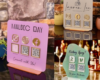 Multi QR code Business Social Media Sign Payment Sign Instagram Facebook Zelle Venmo Cashapp QR Code Sign  | mqs1