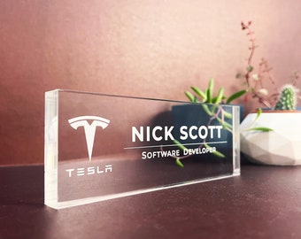 Office Desk Nameplate ENGRAVED Acrylic Block Personalized Desk Name Plate, Office Decor, Teacher, Phd Gift, Personalized Gift, Name Sign