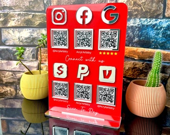 Multi QR code Business Social Media Sign Payment Sign Instagram Facebook Zelle Venmo Cashapp QR Code Sign  | dds1