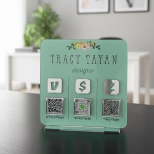 Multi QR code Business Social Media Sign Payment Sign Instagram Facebook Zelle Venmo Cashapp QR Code Sign | mqs2