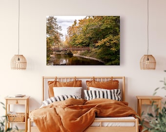 Brandell Bridge - Mount Pleasant, Michigan, Autumn, Parks, Nature, River, Trees, Wall Art, Metal Print, Photography, Michigan Home Decor