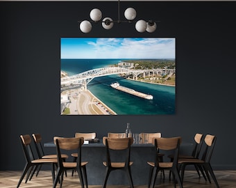 Channel's of Huron - Port Huron, Michigan | Freighter | Blue Water Bridge | Great Lakes | Lake Huron | Wall Art | Home Decor | Metal Print