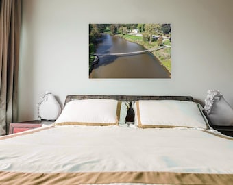 Swining Bridge - Croswell, MI | Parks | Nature | River | Trees | Wall Art | Metal Print | Photography