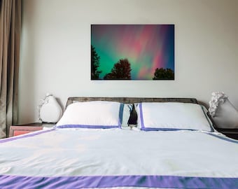Northern Lights - Clarkston, Michigan | Aurora Borealis | Michigan Night Sky | Wall Art | Metal Print | Photography