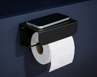 Toilet paper holder with aluminum shelf | Toilet paper roll holder |  toilet paper dispenser | toilet shelf