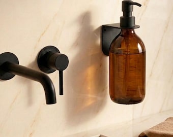 Väggmonterad tvålpumphållare | Tvålkopp för dusch | Dispenser | Flaskhållare | Med eller utan borrning