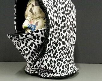 hooded neck, animal print hooded neck, hood with scarf, fleece lined hooded neck, balaclava,