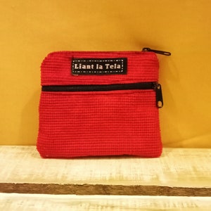 Fabric purse, red fabric purse, zipper purse, wallet purse, fabric wallet