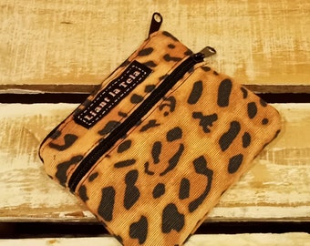 Leopard print purse, fabric purse, zipper purse, wallet purse, fabric wallet