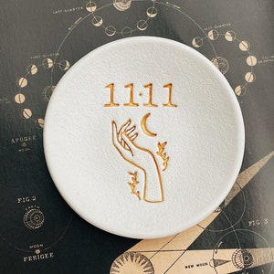 1111 Celestial Ring Dish Jewellery Bowl Handmade Gift Trinket | Birthday Womens Gift Present | Positive Quote Keepsake Accessory Holder